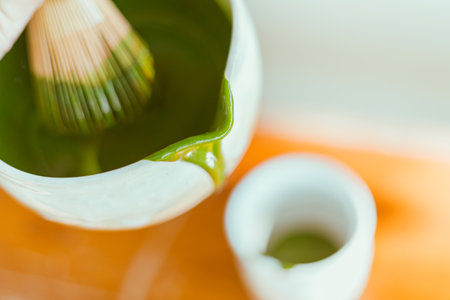 Make matcha green tea, Cafe menuの写真素材