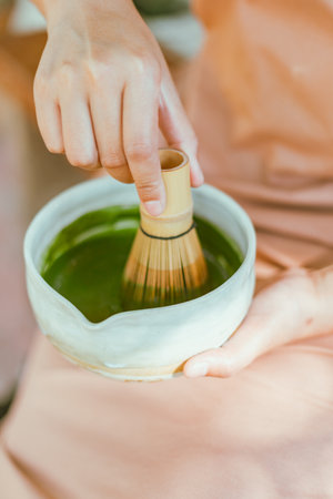 Make matcha green tea, Cafe menuの写真素材