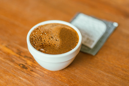 Barista preparing to test and inspecting the quality of coffee, selective focusの写真素材
