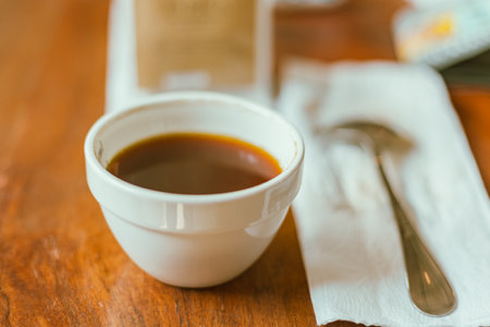 Barista preparing to test and inspecting the quality of coffee, selective focusの写真素材