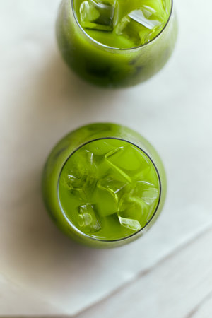 Iced pure matcha green tea, Cafe menuÂ の写真素材