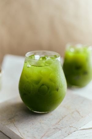 Iced pure matcha green tea, Cafe menuÂ の写真素材