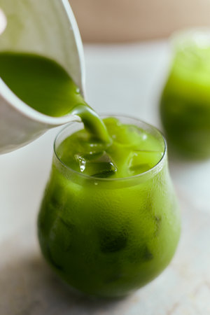 Iced pure matcha green tea, Cafe menuÂ の写真素材