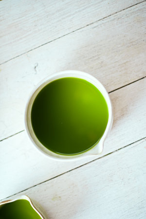 Close up pure matcha green tea , Cafe menuÂ の写真素材