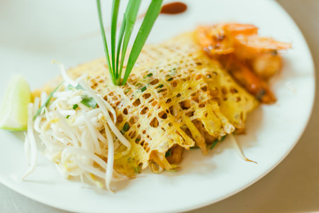 Pad thai ,Thai food ,Beautiful and tasty street food on a plate, exquisite dish, creative restaurant meal conceptの写真素材