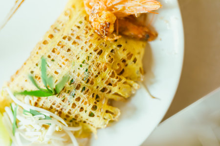 Pad thai ,Thai food ,Beautiful and tasty street food on a plate, exquisite dish, creative restaurant meal conceptの写真素材