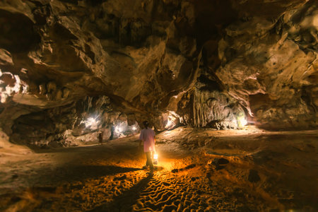 Explore in chiang dao caves , Chiang Mai Province, Thailandの写真素材