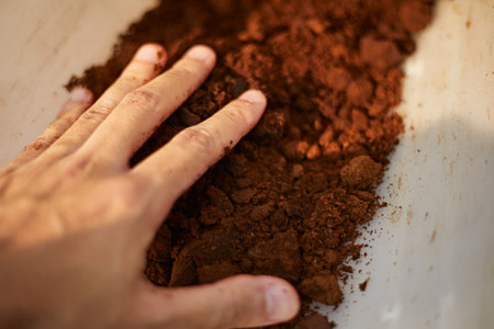 Close up used coffee grounds, selective focus.の写真素材
