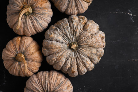 Close up Thai pumpkin on dark background.の写真素材