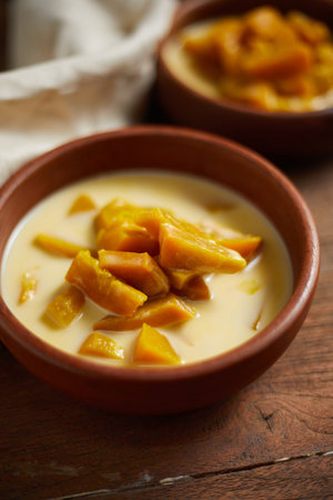 Poached Pumpkin in Coconut Milk, Thai Dessert.Â の写真素材