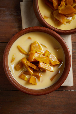 Poached Pumpkin in Coconut Milk, Thai Dessert.Â の写真素材