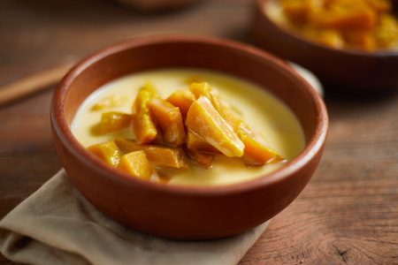 Poached Pumpkin in Coconut Milk, Thai Dessert.Â の写真素材