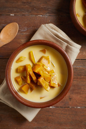 Poached Pumpkin in Coconut Milk, Thai Dessert.Â の写真素材