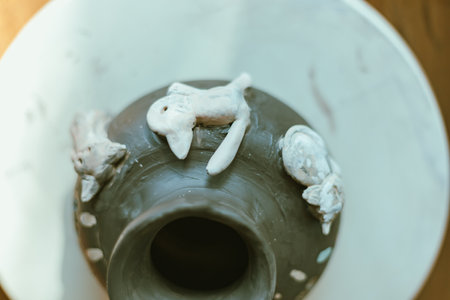 The process of creating pottery.の写真素材