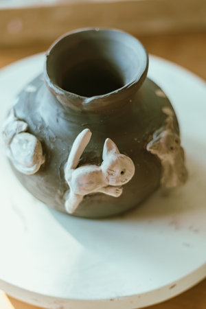 The process of creating pottery.の写真素材
