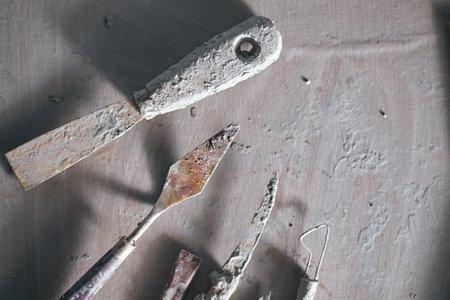 Close up Tools for forming clay on background,The process of creating pottery.Â の写真素材