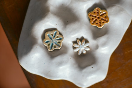 Close up handmade ceramic productsの写真素材
