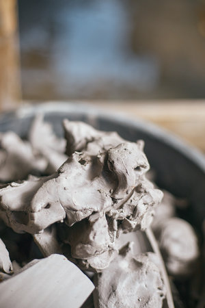 Clay material for craft. natural clay texture background.の写真素材