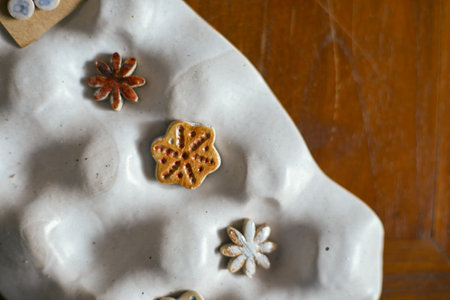 Close up handmade ceramic productsの写真素材