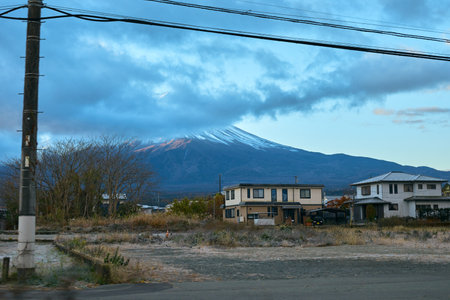 Mt Fuji in the early morning with cloudの写真素材