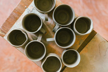 Clay pottery ceramic Products,The process of creating pottery.の写真素材