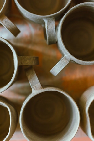 Clay pottery ceramic Products,The process of creating pottery.の写真素材