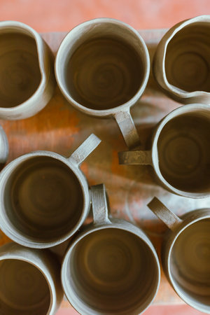 Clay pottery ceramic Products,The process of creating pottery.の写真素材