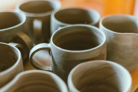 Clay pottery ceramic Products,The process of creating pottery.の写真素材