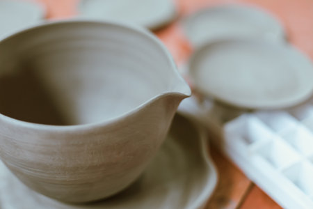 Clay pottery ceramic Products,The process of creating pottery.の写真素材