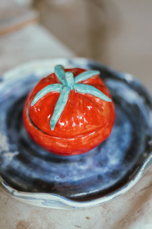 Close up Ceramic products on blur backgroundの写真素材