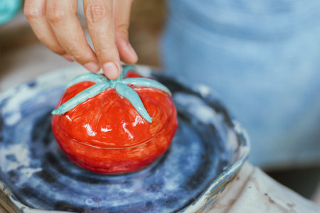 Close up Ceramic products on blur backgroundの写真素材