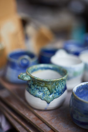 Set of Ceramic, stylish tableware, table decor and food menu concept.の写真素材
