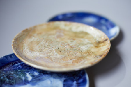 Set of Ceramic, stylish tableware, table decor and food menu concept.の写真素材