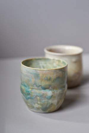 Set of Ceramic, stylish tableware, table decor and food menu concept.の写真素材