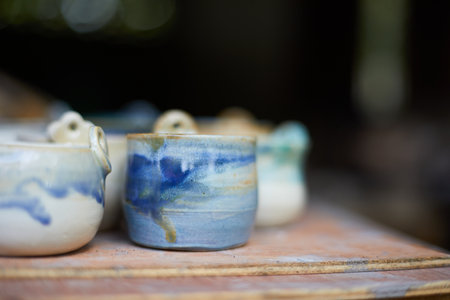 Set of Ceramic, stylish tableware, table decor and food menu concept.の写真素材