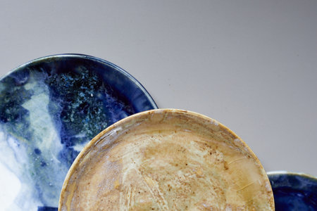Set of Ceramic, stylish tableware, table decor and food menu concept.の写真素材