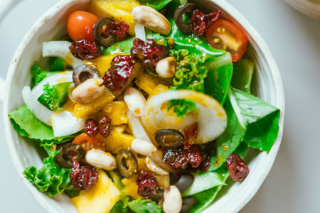 Close up Delicious fruit salad and different fruits, healthy food conceptの写真素材