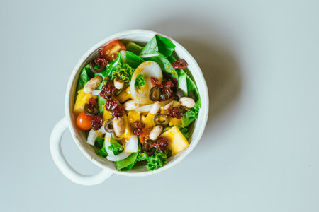 Close up Delicious fruit salad and different fruits, healthy food conceptの写真素材