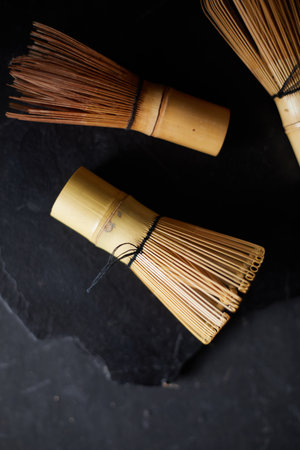 Close up Chasen , special bamboo matcha tea whisk, selective focusの写真素材