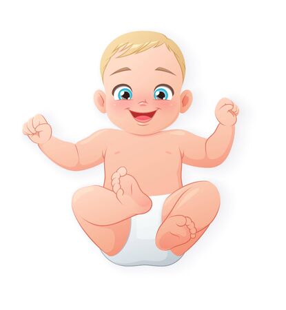 Cute and happy little baby. Isolated vector illustration.のイラスト素材