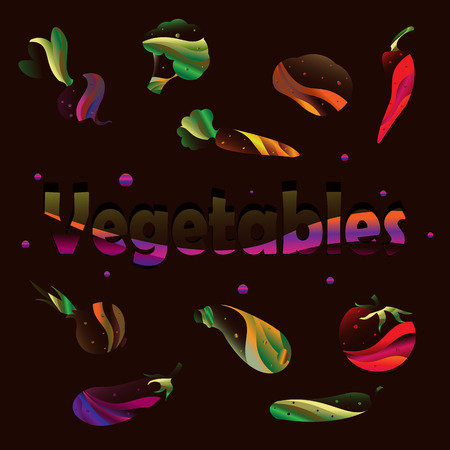 Vegetable set. Corn, onion, pepper, peas, chili, cauliflower, zucchini tomato pumpkin beet carrot potatoes cabbage asparagus kohlrabi garlic squashのイラスト素材