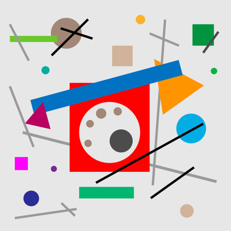 Illustration of retro phone with dial-up. Geometric illustration of retro phone cubism supermatism....