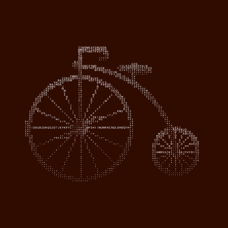 Penny-farthing icon white isolated on green background. antique old bicycle with large wheels Penny-farthing gradient from lettersのイラスト素材