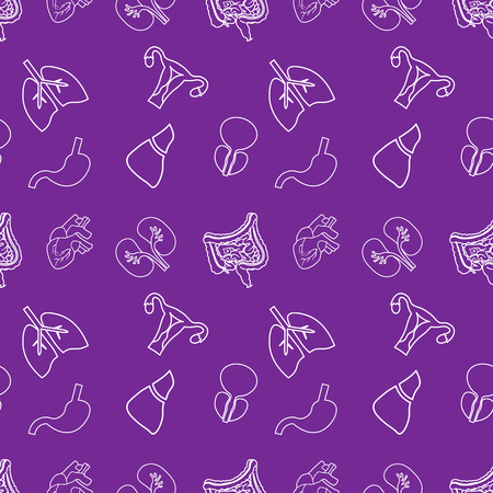 human organs seamless pattern. Pattern on the medical theme of the organs Lungs, Uterus, stomach, heart, liverのイラスト素材