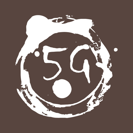 5g connection. Mobile technologies. Background with monochrome splashes of bright paint. Grunge style. 10 epsのイラスト素材