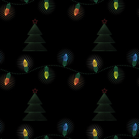 Christmas electric garland seamless pattern . New Year print 10 epsのイラスト素材