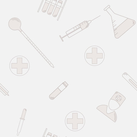 seamless pattern of medical laboratory symbols. Flat design. health icon 10 epsのイラスト素材
