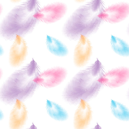 colored seamless feather pattern. Seamless background with feathers of bird. 10 epsのイラスト素材