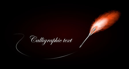 color Feather calligraphic ink pen vector background with text 10 epsのイラスト素材
