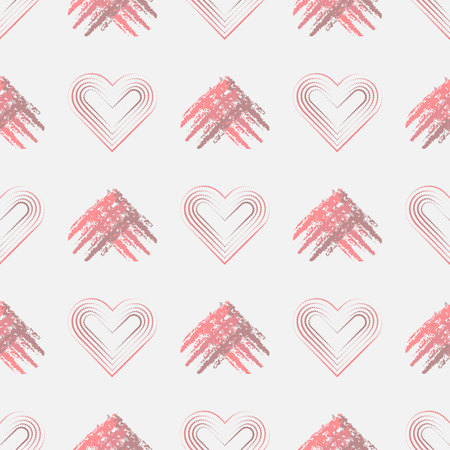Valentines day background with grunge hearts. and hearts from dots. Seamless pattern 10 epsのイラスト素材